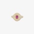 Pink gold diamond ring with pink sapphire baquette