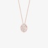 Pink gold oval pendant with baguette diamonds