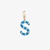 Fashionable gold "S" pendant with blue enamel and diamonds
