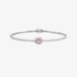 White gold tennis bracelet with a pear cut pink sapphire