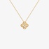 Discreet gold flower cross pendant with yellow diamonds