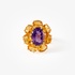 Flower ring with citrine and amethyst