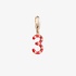 Small 3 gold pendant with red enamel and diamonds