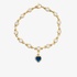 Diamond chain bracelet with hanging sapphire heart