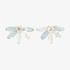 Gold half flower earrings made of aquamarine stones