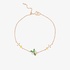 Pink gold thin chain bracelet with flowers made of tsavorite and yellow sapphires