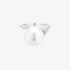 White gold open ring with a pearl and diamonds
