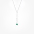 white gold pendant with an emerald drop and diamonds
