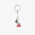 Silver Christmas keychain with red bells and a tree