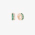 pink gold small hoops with diamonds and emeralds