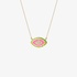 Gold evil eye pendant with pink and green enamel