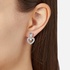 Silver Chiara Ferragni dangling heart shaped earrings with white stones