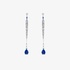 White gold long sapphire drop earings with diamonds