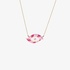 Gold evil eye pendant with pink and fuchsia enamel