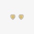 White gold heart earrings with yellow diamonds