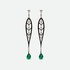 Long white gold earrings with black enamel, diamonds and emeralds