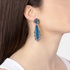 Elegant long earrings with blue opal and diamonds