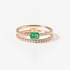 Two line modern ring with emerald