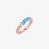 Pink gold "mom"  ring with blue enamel