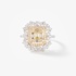 White gold square cluster ring with diamonds in gold setting