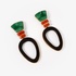 Fashionable silver earrings with wood ,coral and malachite