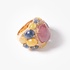 Large pave ring with diamonds and colourful sapphires