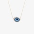 Gold evil eye pendant with diamonds and sapphires