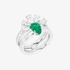 White gold modern emerald ring with diamonds