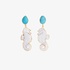 Big silver seahorse earrings with turquoise