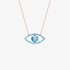 Pink gold evil eye necklace with turquoise enamel and diamonds