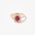 Pink gold ruby ring with diamonds