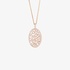 Pink gold oval pendant with baquette diamonds in invisible setting