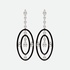 Long white gold earrings with diamonds and black enamel