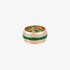 Pink gold wide emerald ring with diamonds