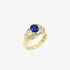 Gold sapphire ring with diamonds