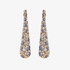 Modern gold earrings with grey enamel and diamonds