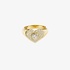 Χρυσό δαχτυλίδι chevalier σε σχήμα καρδιάς με διαμάντια
