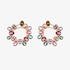 Pink gold tourmaline side hoops with diamonds