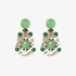 Stylish long earrings in white and green colors