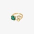 Gold ring with emerald and yellow diamonds