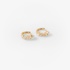 Tiny gold hoops with baguette diamonds