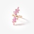 Pink sapphire flower ring with diamonds