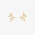 Gold double V shaped earrings with diamonds