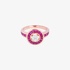 Pink gold round ruby ring with diamonds