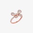 Pink gold butterfly ring with diamonds