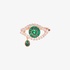 Tear evil eye ring with emeralds and diamonds