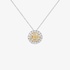Round pendant with diamonds and a yellow diamond center