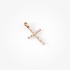 Discreet pink gold cross with baguette diamonds