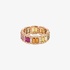 Pink gold rainbow band ring with diamonds