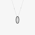 White gold oval pendant with diamonds and black enamel